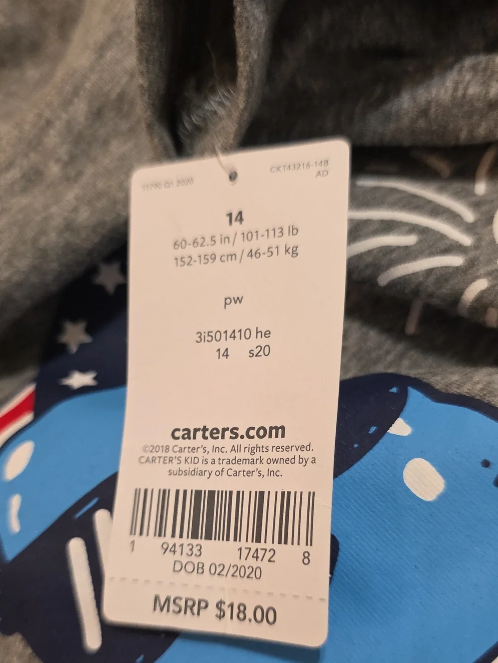 Carter's Gray Short-Sleeve Tee with Red White Blue Popsicle Graphic